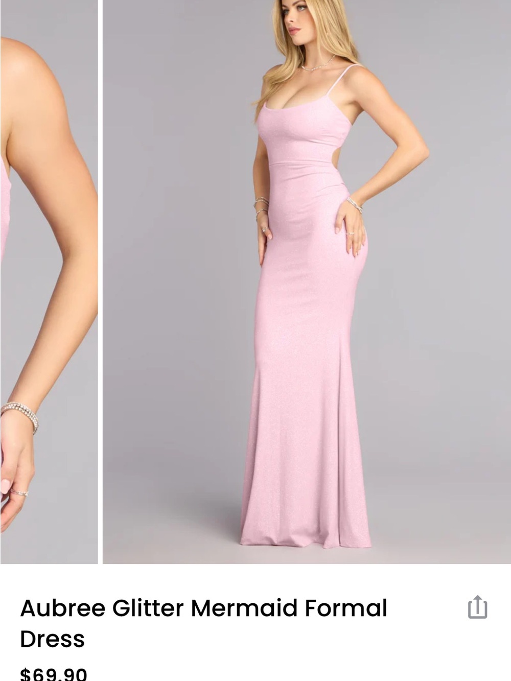Windsor Light Pink Glitter Mermaid Maxi Dress